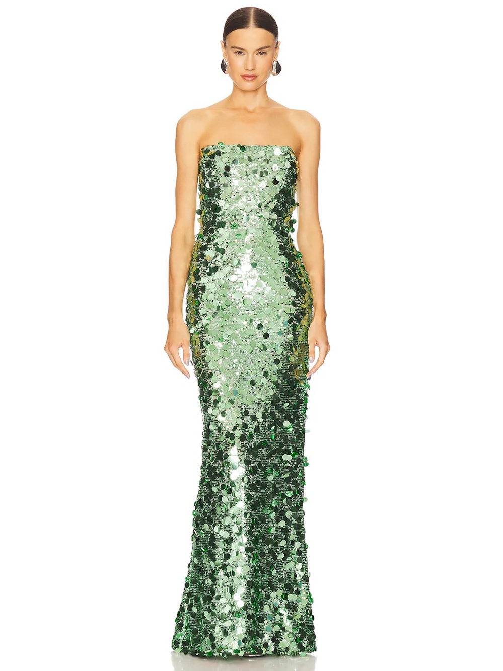 Bronx & Banco / Farah Strapless Sequin Green Gown